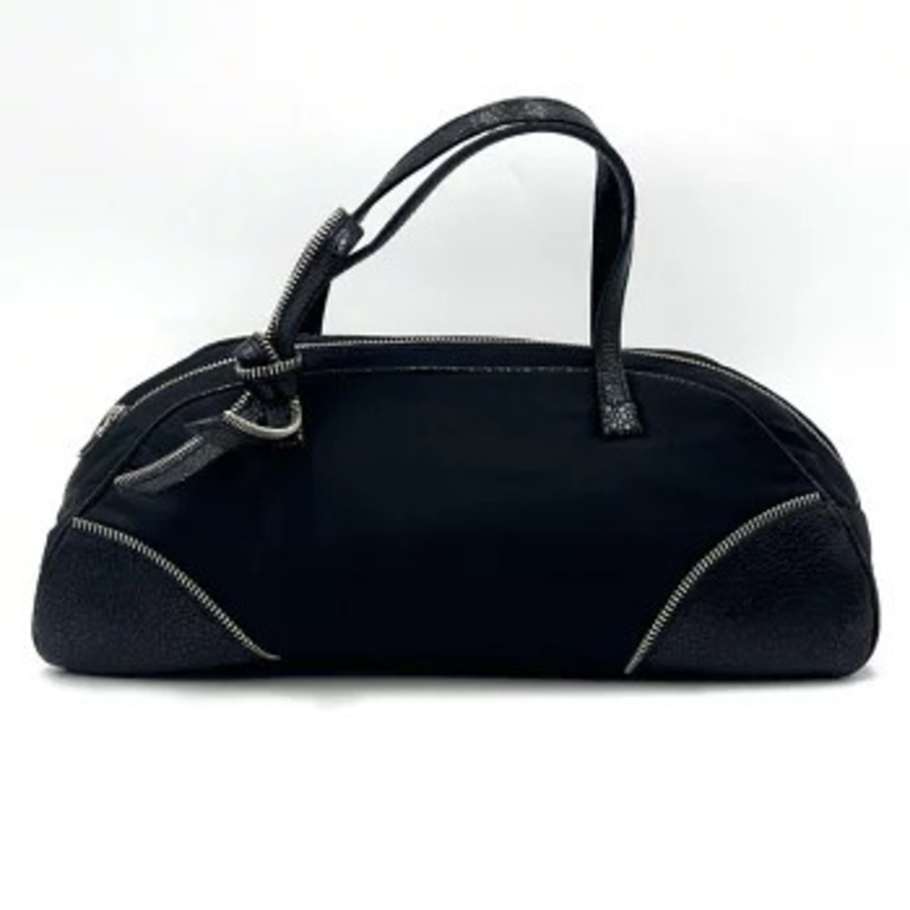 Christian Dior D Charm Leather Bowling Shoulder Bag Black